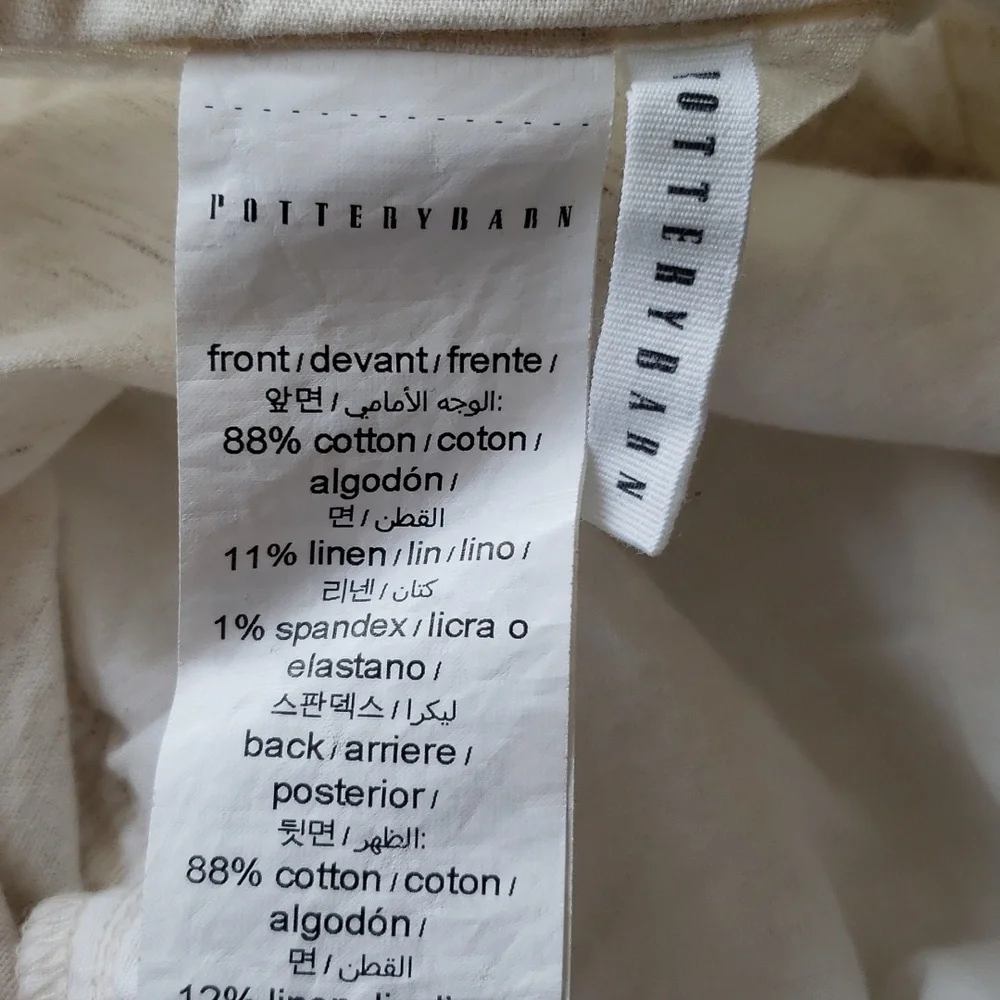 Pottery Barn Beck Ruched Cotton Linen Pillow Sham Set of 2